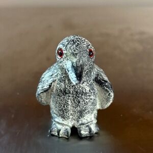 Al Wolf Made in Canada Small Bird Figurine Red Eyes Textured Stone Carving